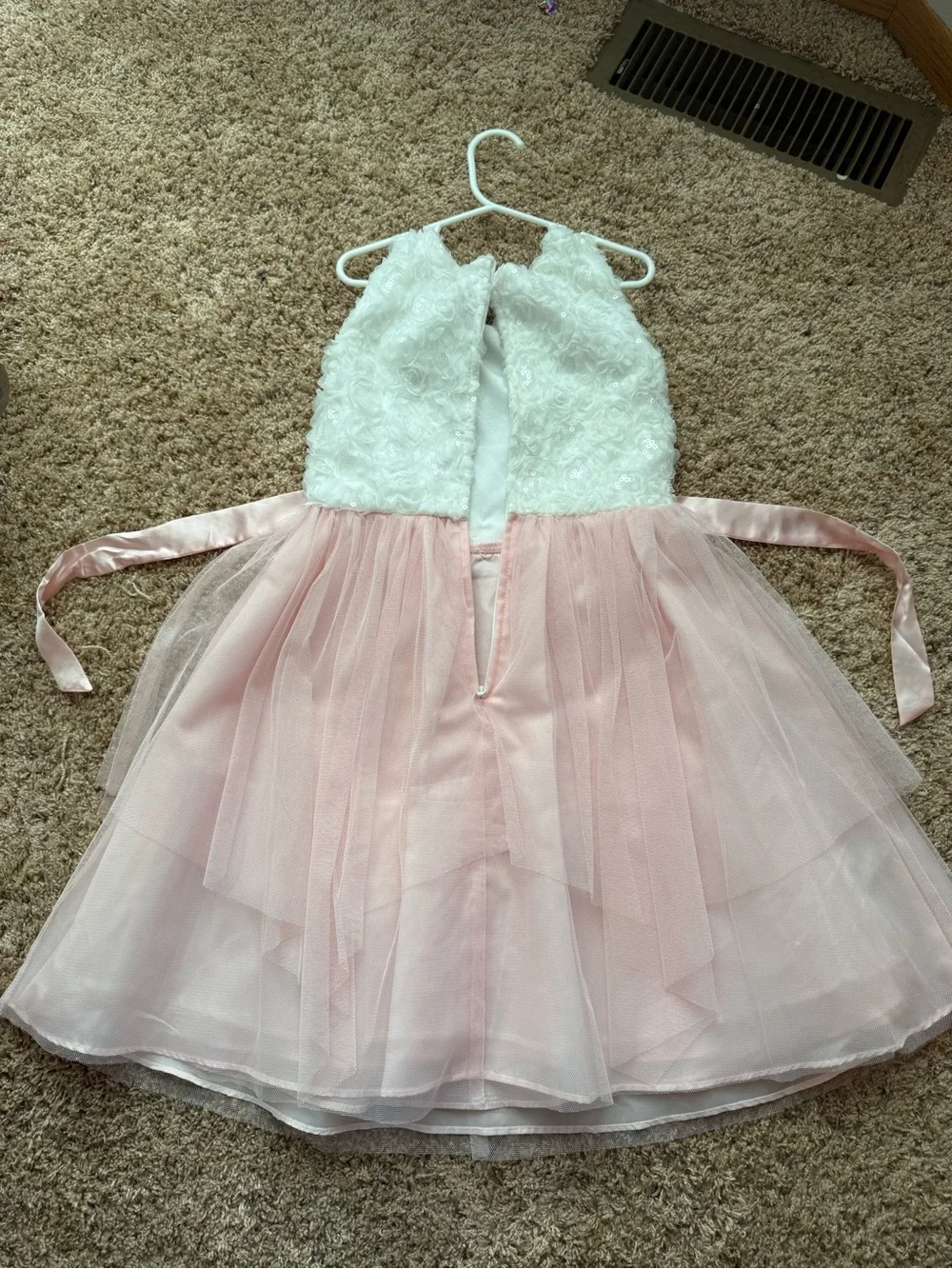 Emily Rose Girls Blush Pink & White Formal Dress Size 12 – Like New